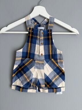 Lanidor Baby Boys 6M Plaid Overall Shortalls NWT Vintage Preppy Americana